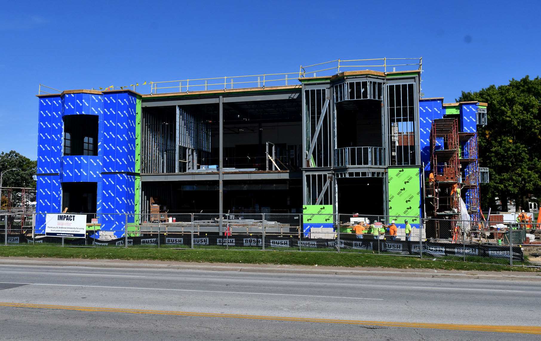 St. Ambrose construction addition to old McMullen Hall.